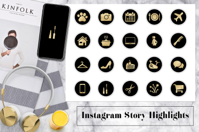 Gold & Black Instagram Icons