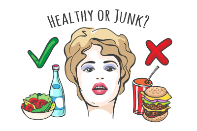 Healthy and Junk Food Concept Illustration