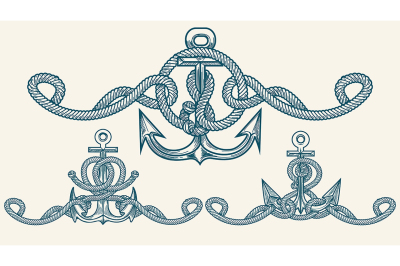 Nautical Retro Anchor Emblem set