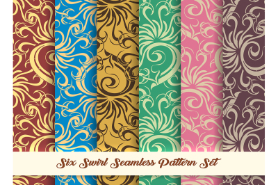 Six Swirl Seamless Pattern Set