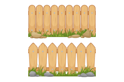 Seamless horizontal backgrounds with wooden fences