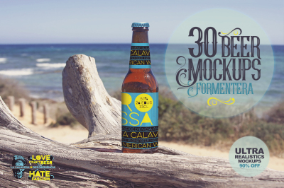 30 Beer Mockups in Formentera | -90%