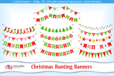 Christmas Bunting banners clipart