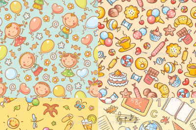 Set of seamless colorful patterns