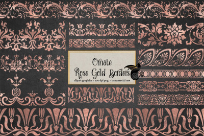 Ornate Rose Gold Borders Clipart