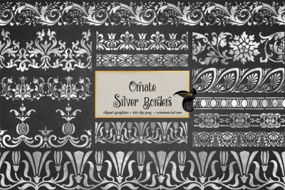 Ornate Silver Borders Clipart