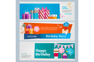 Horizontal banners set of birthday party celebration