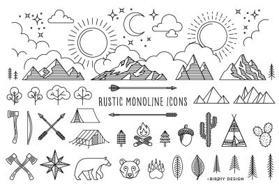 Rustic Monoline Icons and Designs