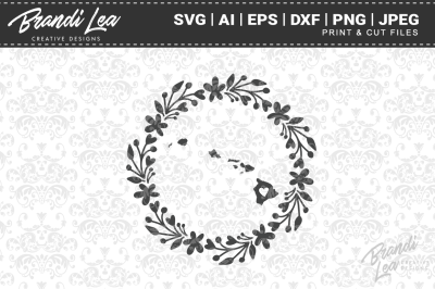 Hawaii Wreath State Map SVG Cutting Files