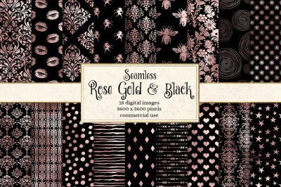 Rose Gold and Black Digital Paper