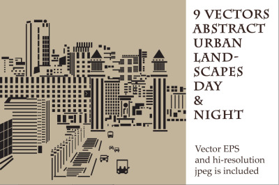 9 vectors abstract urban landscapes