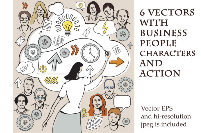 6 vectors with business people
