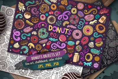 Donuts Objects &amp; Elements Set