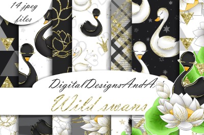 Wild swans digital paper