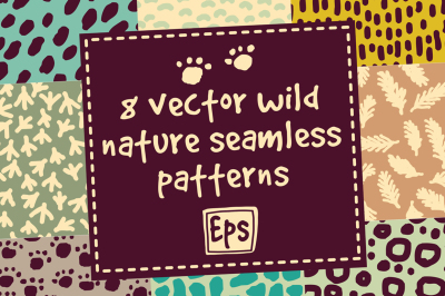 8 vector wild nature patterns set