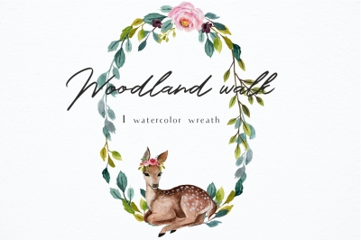 woodland walk - watercolor wreath