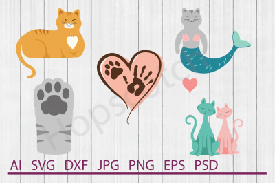 Cat Bundle, SVG Files, DXF Files, Cuttable Files