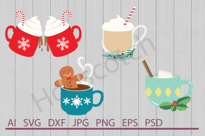 Christmas Drinks Bundle, SVG Files, DXF Files, Cuttable Files