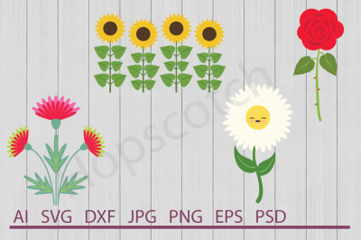 Flowers Bundle, SVG Files, DXF Files, Cuttable Files