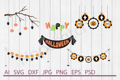 Halloween Banner Bundle, SVG Files, DXF Files, Cuttable Files