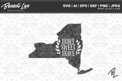 New York Home Sweet Home State Map SVG Cut Files