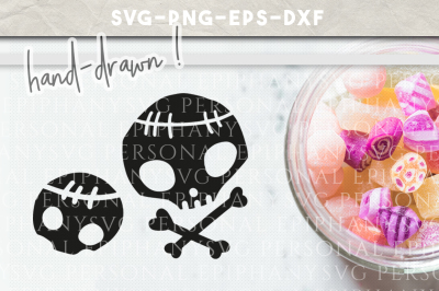 Halloween Skull Clip Art SVG Hand Drawn DXF EPS PNG Cut File