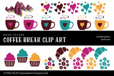 Coffee Break Boho Colors Clip Art
