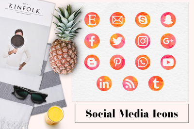 Watercolor Social Media Icons