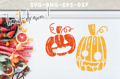Halloween Pumpkin Clip Art SVG Hand Drawn DXF EPS PNG Cut File