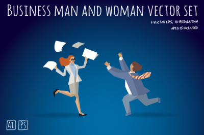Business man and woman vector set