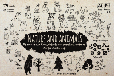 Nature and animals vector icons se