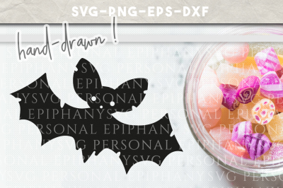 Halloween Bat Clip Art SVG Hand Drawn DXF EPS PNG Cut File