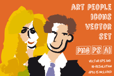 Art people faces vector set