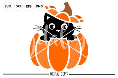 Cat in a Pumpkin SVG / DXF / EPS/ PNG Files