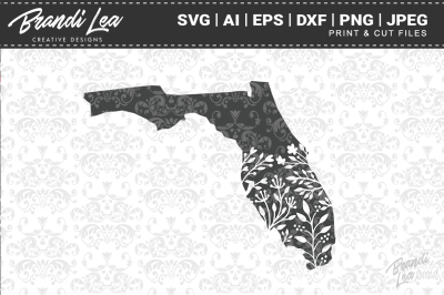 Florida Floral State Map SVG Cutting Files