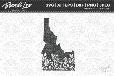 Idaho Floral State Map SVG Cutting Files