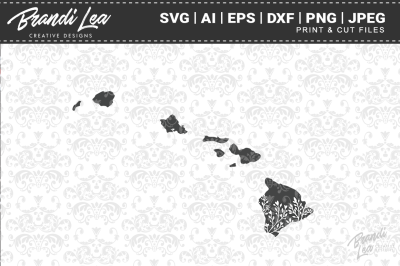 Hawaii Floral State Map SVG Cutting Files