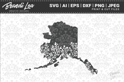 Alaska Floral State Map SVG Cutting Files
