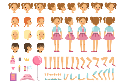 Mascot creation kit of little girl and some children toys