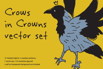 Crows in Crowns vector set