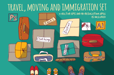 Travel, moving and immigration set
