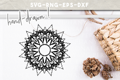Mandala Clip Art SVG Hand Drawn DXF EPS PNG Cut File