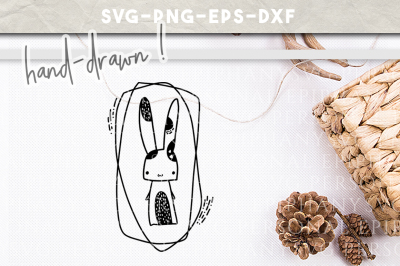 Male Bunny Scandinavian Clip Art SVG Hand Drawn DXF EPS PNG Cut File