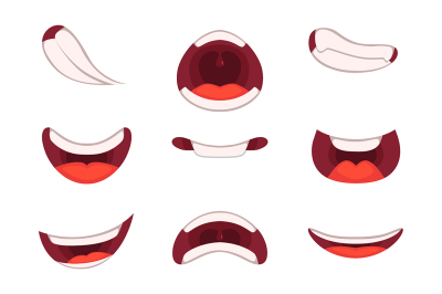  Different emotions of cartoon mouths with funny expressions