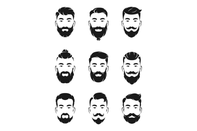 Monochrome avatar systems of hipsters portraits and face elements