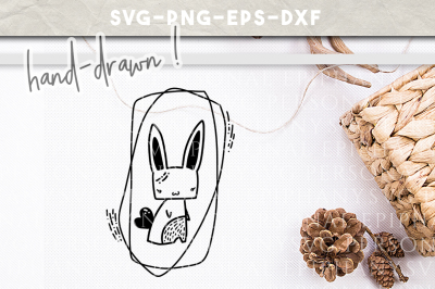 Female Bunny Scandinavian Clip Art SVG Hand Drawn DXF EPS Cut File