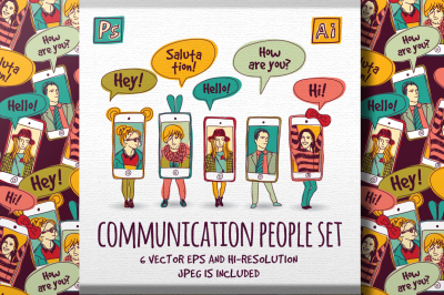 Communications vector people set