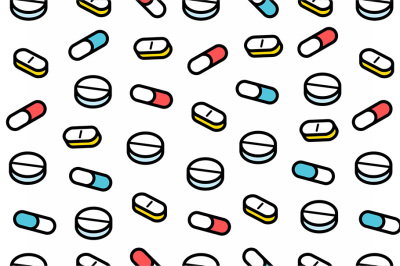 Seamless Pattern of Pills tablets