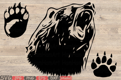 Bear Silhouette SVG hunting Bear Claw paw dad mom baby papa 861S