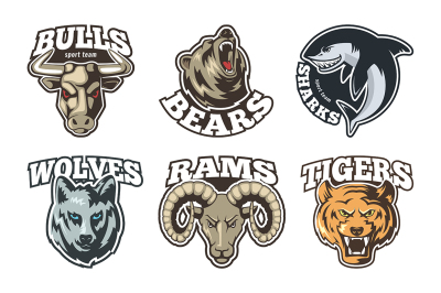 Sport labels set with different animals